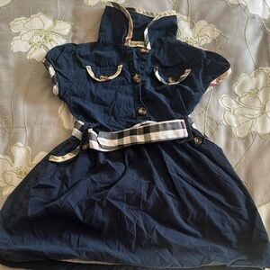 Burberry Dark Blue Dress with signature design - Girls XL